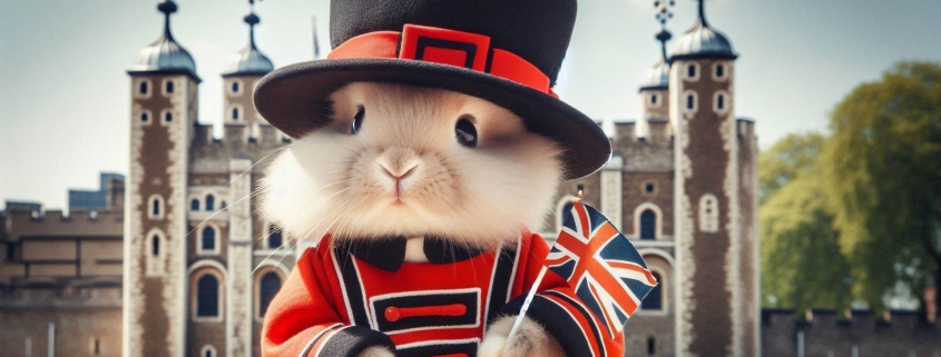 An AI image of a bunny dressed like a Beefeater