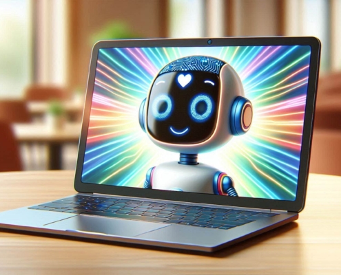 AI generated image of a robot in a laptop